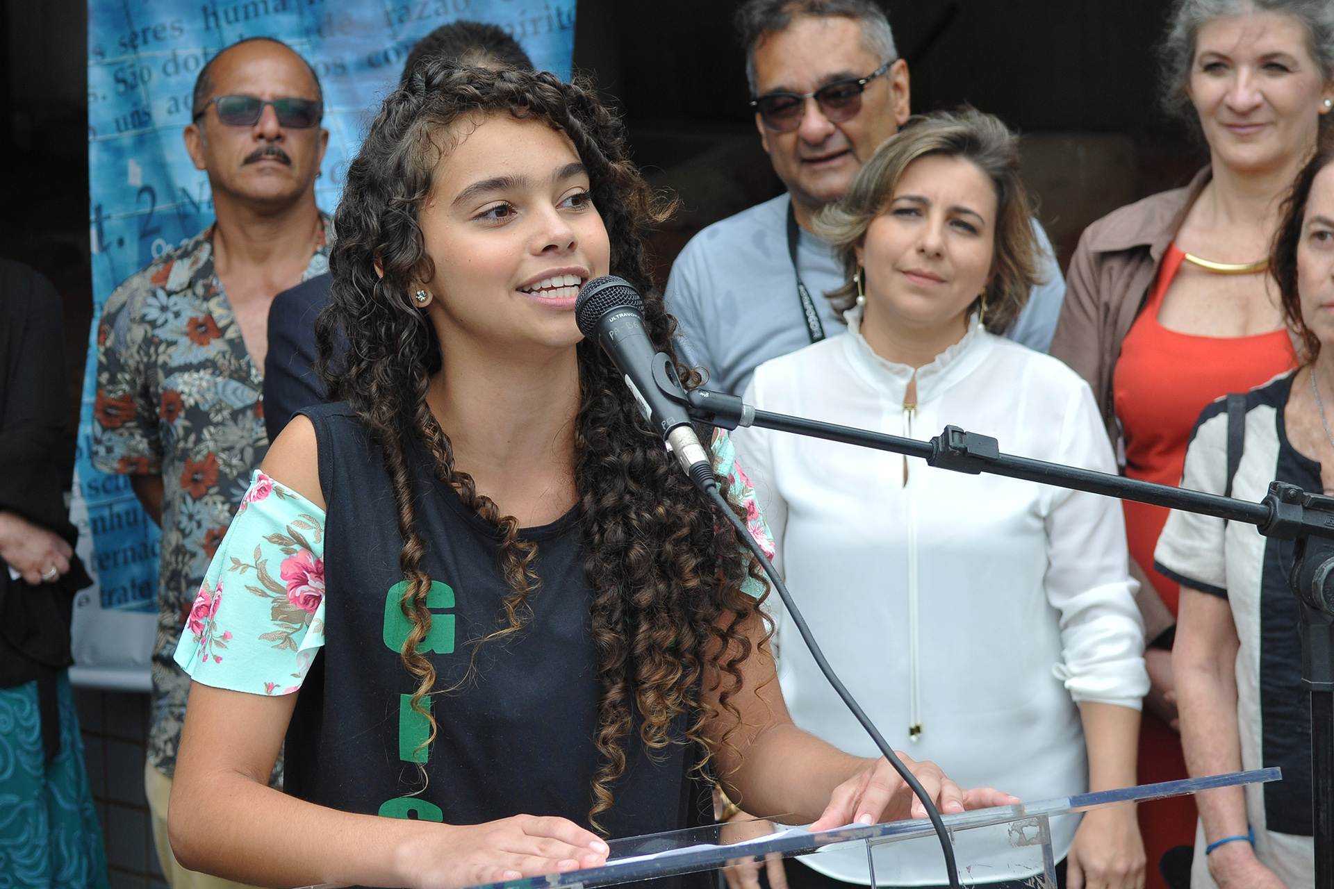 Aluna do Gisno, Ana Beatriz dos Santos, de 13 anos, participou da cerimônia.